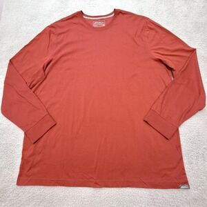 Eddie Bauer T-Shirt Mens 2XL Tall Rust Orange‎ Legendwash Long Sleeve Cotton Tee